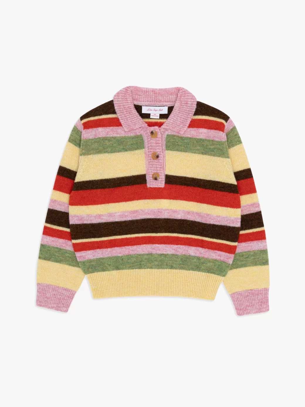 Outlet Lisa Says Gah Alaia Polo Sweater - Pink Stripe PinkStripe