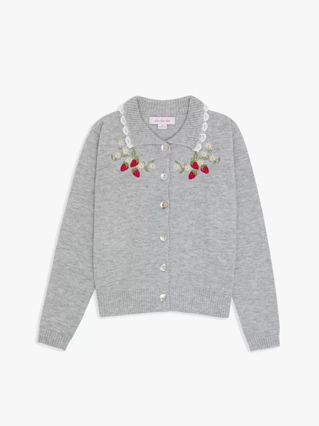 Discount Lisa Says Gah Callie Embroidered Cardigan - Strawberry Vine StrawberryVine