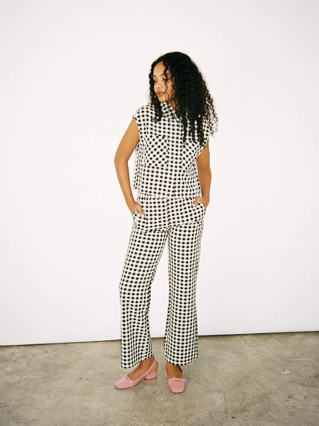 Discount Lisa Says Gah Estelle Button Down - Black Gingham BlackGingham