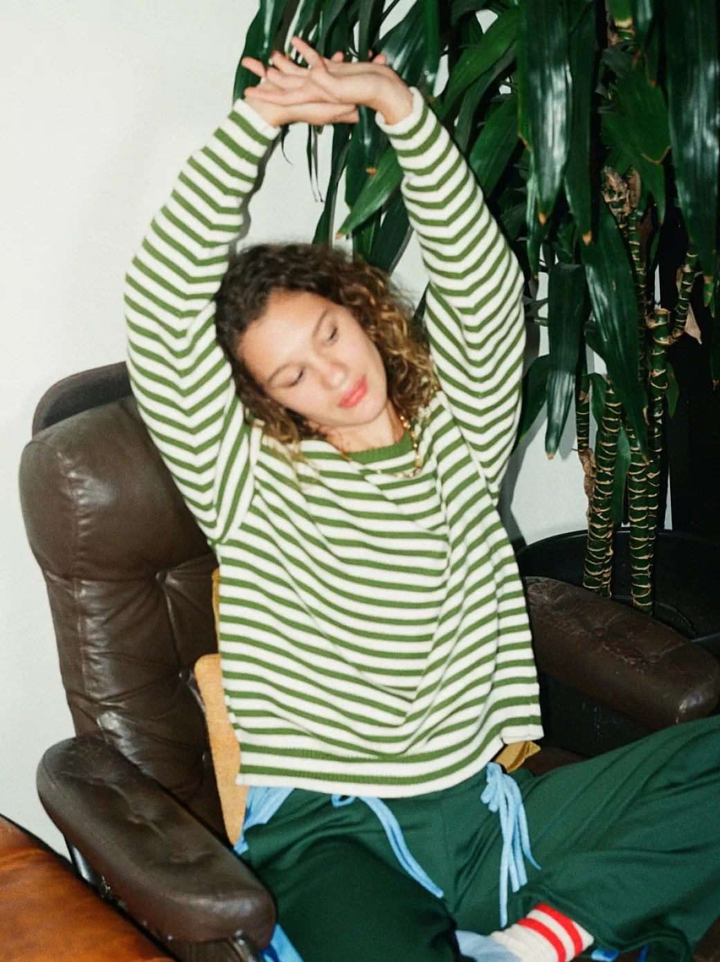 Shop Lisa Says Gah "I Can't Believe it's Not Vintage" Crewneck - Green Stripe GreenStripe