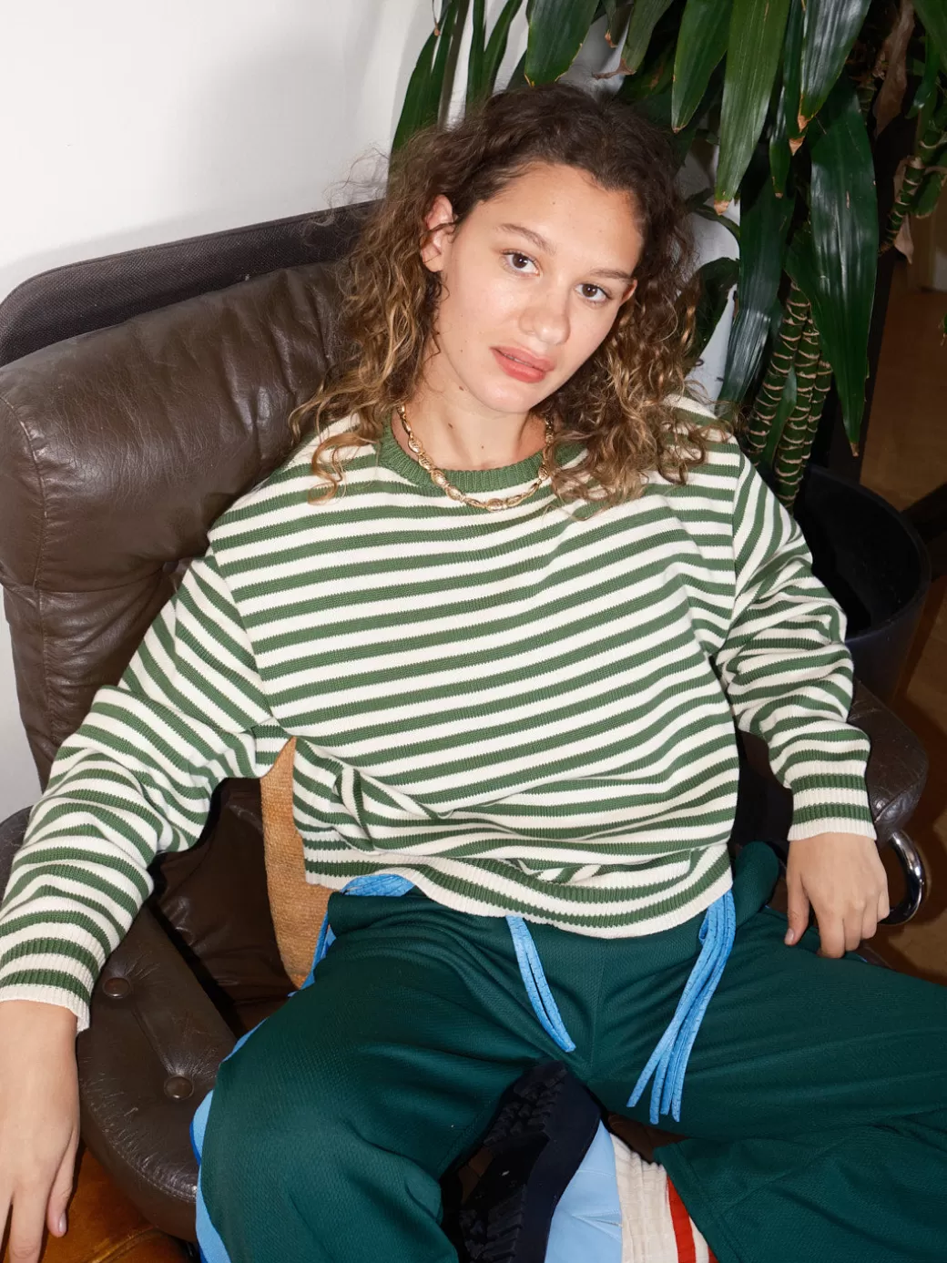 Shop Lisa Says Gah "I Can't Believe it's Not Vintage" Crewneck - Green Stripe GreenStripe