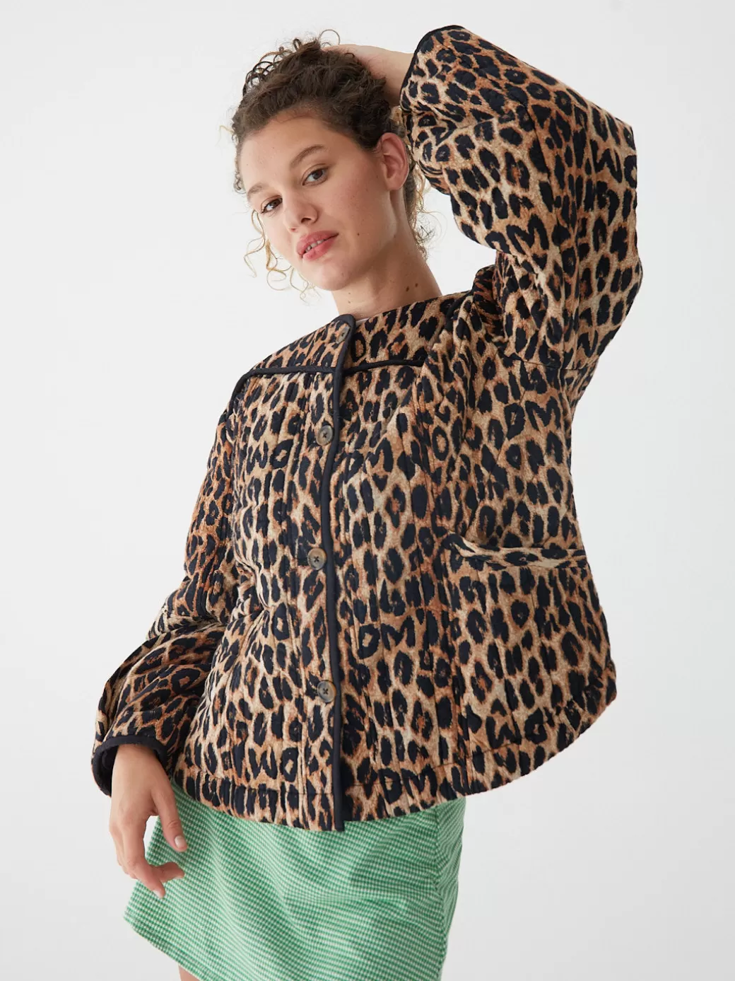 Clearance Lisa Says Gah Macey Quilted Jacket - Leopard