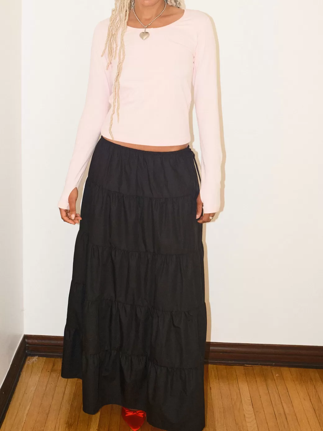 Clearance Lisa Says Gah Tiered Maxi Skirt - BLACK